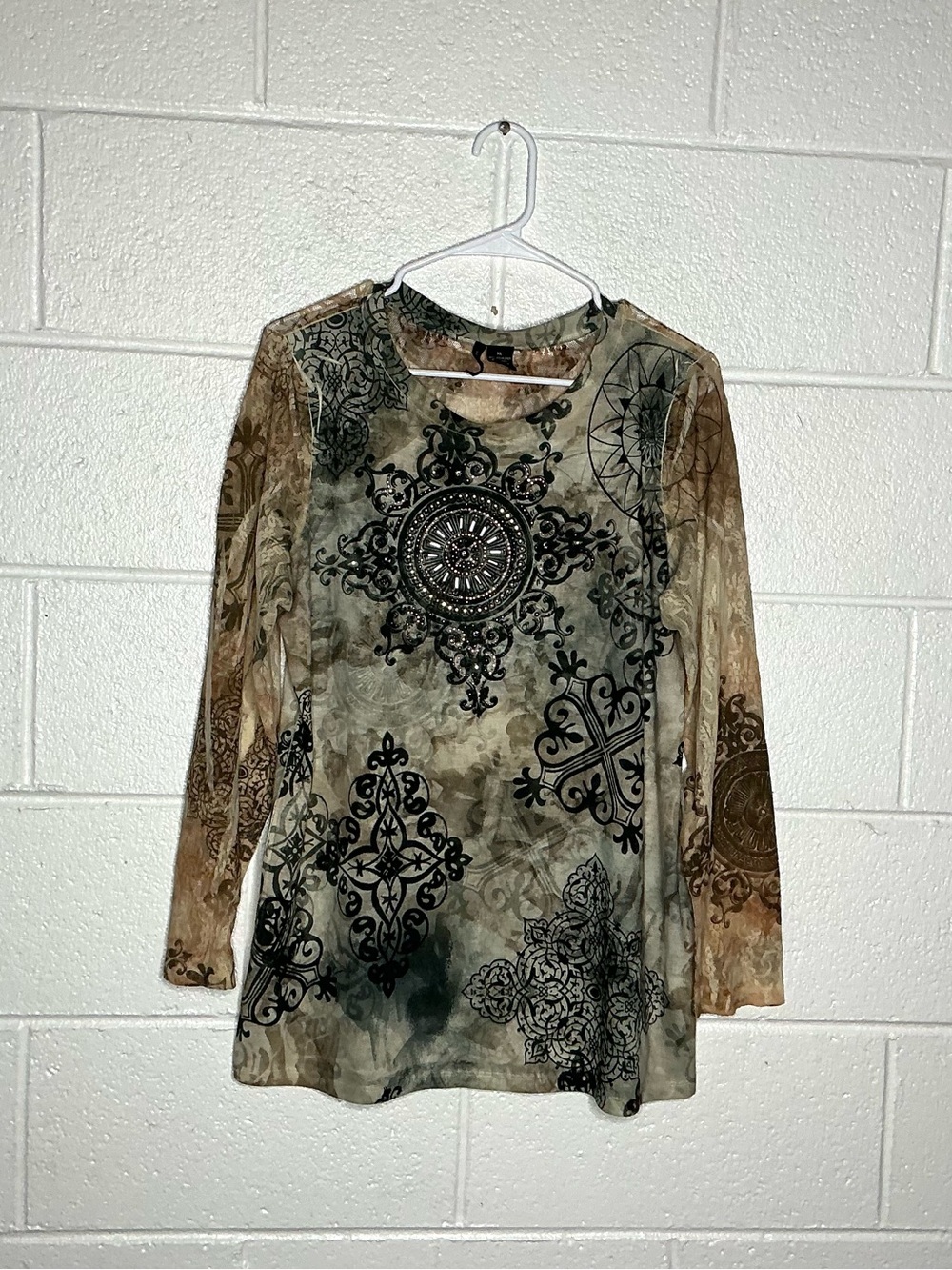 < Y2K New Directions Lace Sleeve Fairy Grunge Top Size XL >